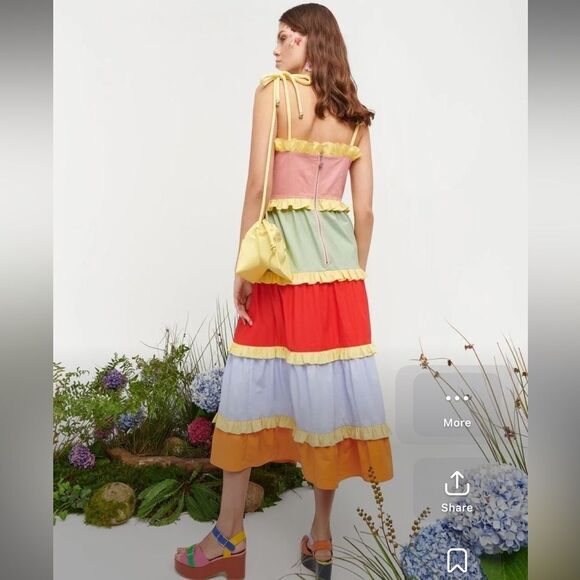 NWT Carla B Siggi Tiered MIDI Block Pattern Dress XL - Picture 6 of 15